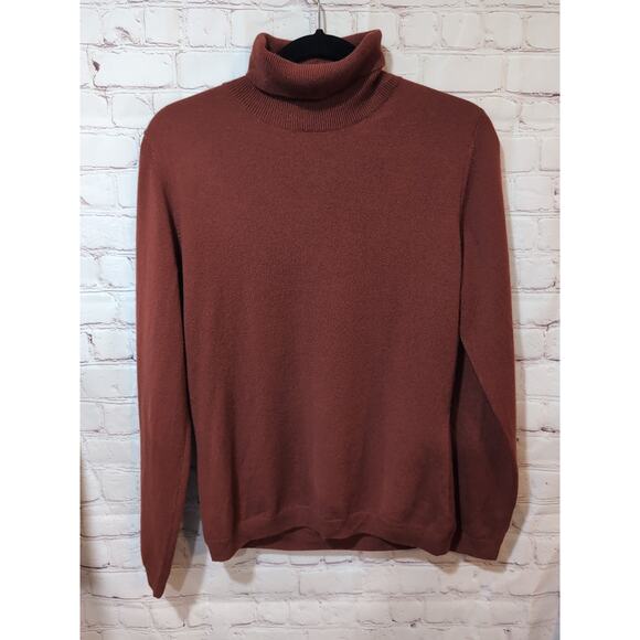 Pure Collection Womens Long Sleeve Turtleneck Cashmere Sweater Burnt Orange 8/10 - Picture 1 of 7